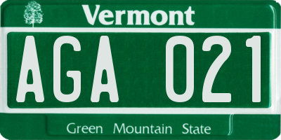 VT license plate AGA021