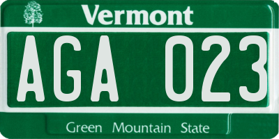 VT license plate AGA023