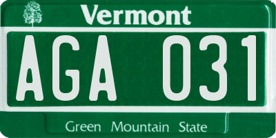 VT license plate AGA031