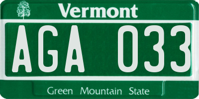 VT license plate AGA033