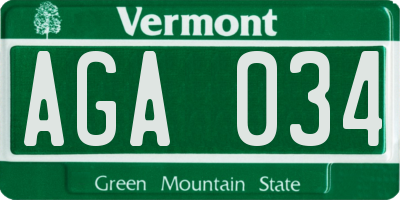 VT license plate AGA034
