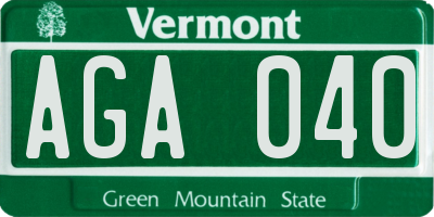 VT license plate AGA040