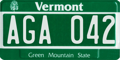 VT license plate AGA042