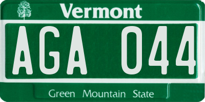 VT license plate AGA044