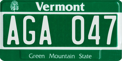 VT license plate AGA047