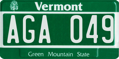 VT license plate AGA049