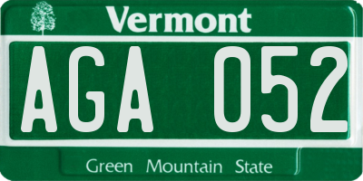 VT license plate AGA052