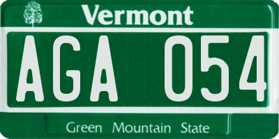 VT license plate AGA054
