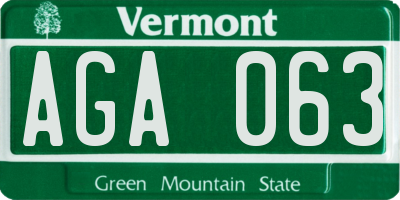 VT license plate AGA063