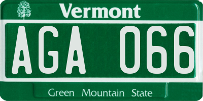 VT license plate AGA066