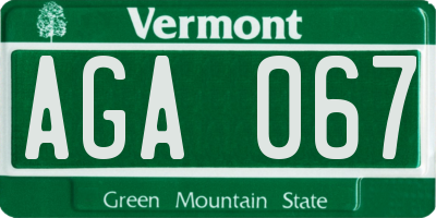 VT license plate AGA067