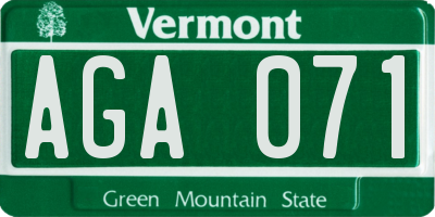 VT license plate AGA071