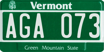 VT license plate AGA073
