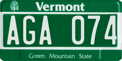 VT license plate AGA074