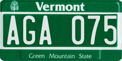 VT license plate AGA075