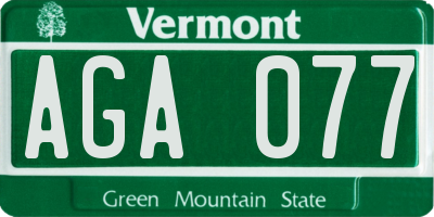VT license plate AGA077