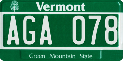 VT license plate AGA078