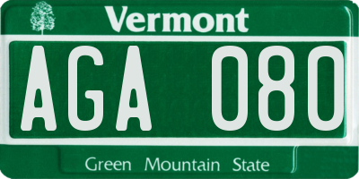 VT license plate AGA080