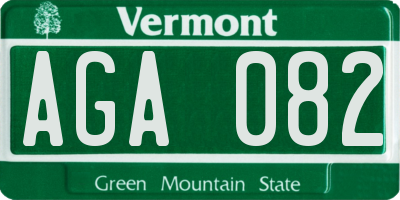VT license plate AGA082