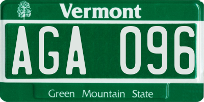 VT license plate AGA096