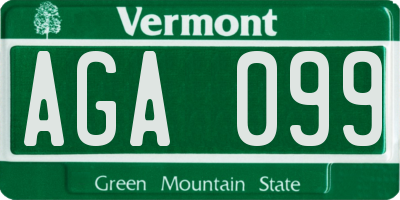 VT license plate AGA099