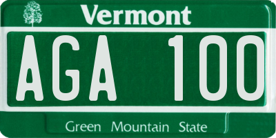 VT license plate AGA100