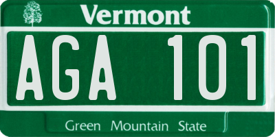 VT license plate AGA101