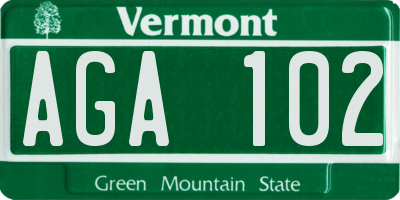 VT license plate AGA102