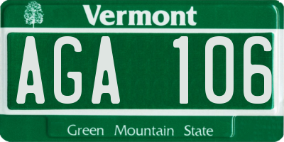 VT license plate AGA106