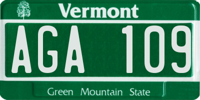 VT license plate AGA109