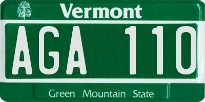 VT license plate AGA110