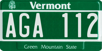 VT license plate AGA112