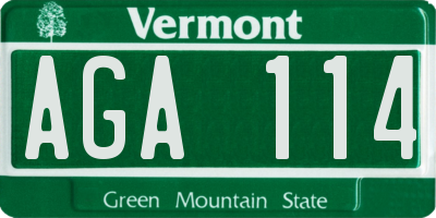 VT license plate AGA114