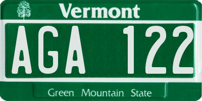 VT license plate AGA122