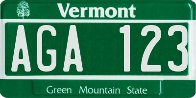 VT license plate AGA123