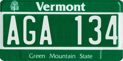 VT license plate AGA134