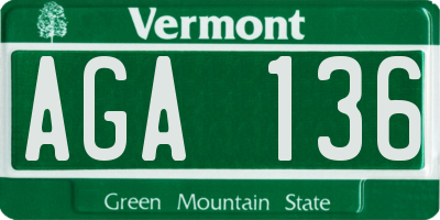 VT license plate AGA136