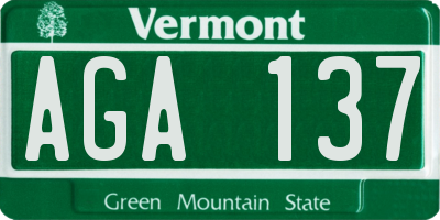 VT license plate AGA137
