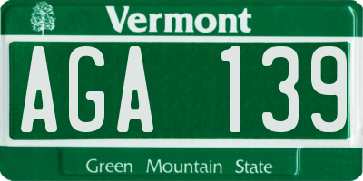 VT license plate AGA139