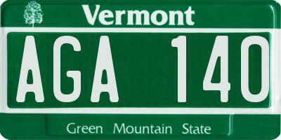 VT license plate AGA140