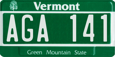VT license plate AGA141