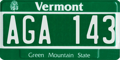 VT license plate AGA143