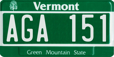VT license plate AGA151