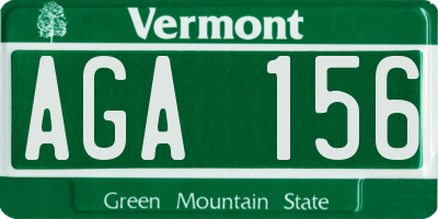 VT license plate AGA156