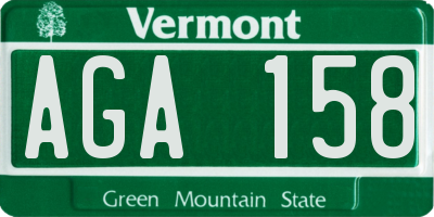 VT license plate AGA158