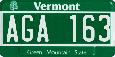 VT license plate AGA163