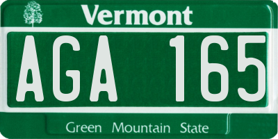 VT license plate AGA165