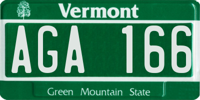 VT license plate AGA166