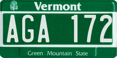 VT license plate AGA172