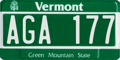VT license plate AGA177